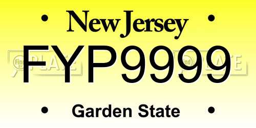 FYP9999 New Jersey License Plate
