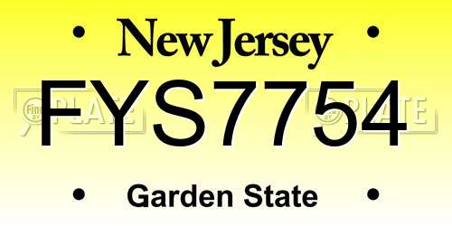 FYS7754 New Jersey License Plate