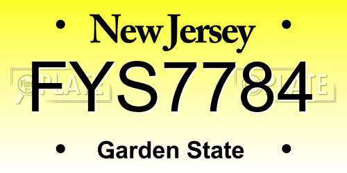 FYS7784 New Jersey License Plate