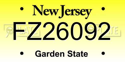 FZ26092 New Jersey License Plate