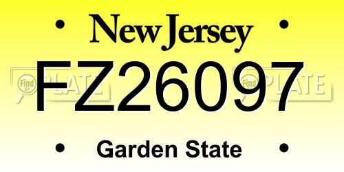 FZ26097 New Jersey License Plate