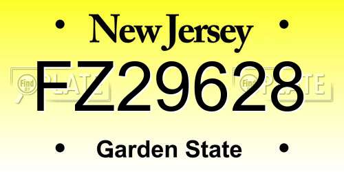 FZ29628 New Jersey License Plate