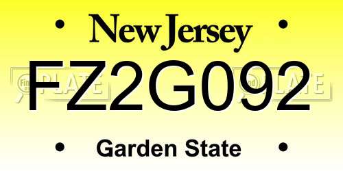 FZ2G092 New Jersey License Plate