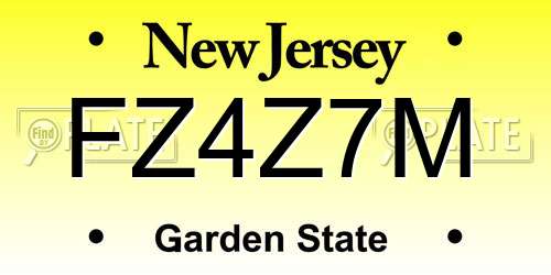 FZ4Z7M New Jersey License Plate