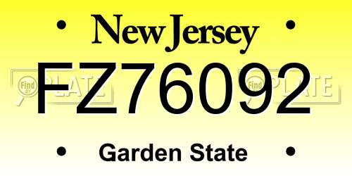 FZ76092 New Jersey License Plate