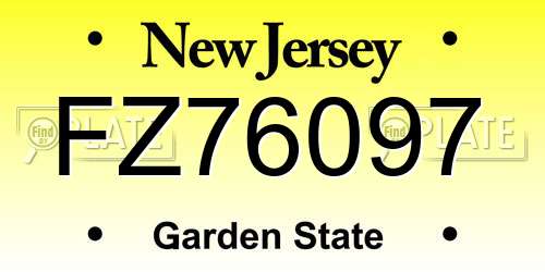 FZ76097 New Jersey License Plate