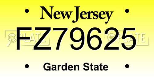 FZ79625 New Jersey License Plate
