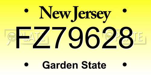 FZ79628 New Jersey License Plate