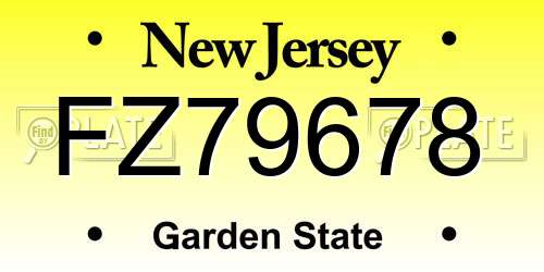 FZ79678 New Jersey License Plate