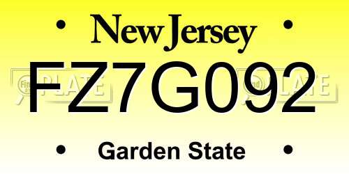 FZ7G092 New Jersey License Plate