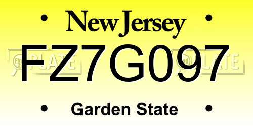 FZ7G097 New Jersey License Plate