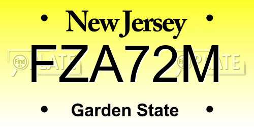 FZA72M New Jersey License Plate