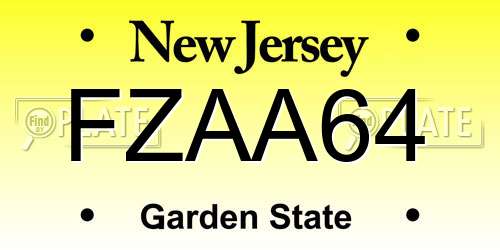 FZAA64 New Jersey License Plate
