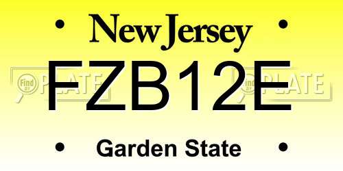 FZB12E New Jersey License Plate