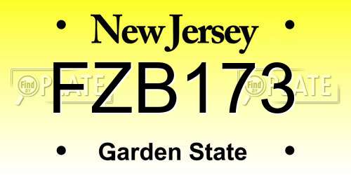 FZB173 New Jersey License Plate
