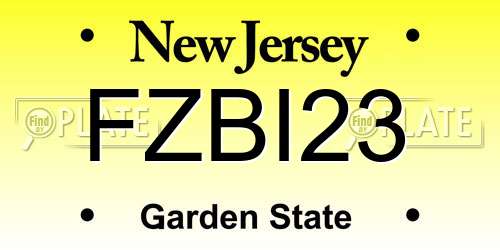 FZBI23 New Jersey License Plate