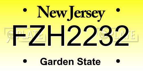FZH2232 New Jersey License Plate