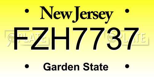 FZH7737 New Jersey License Plate