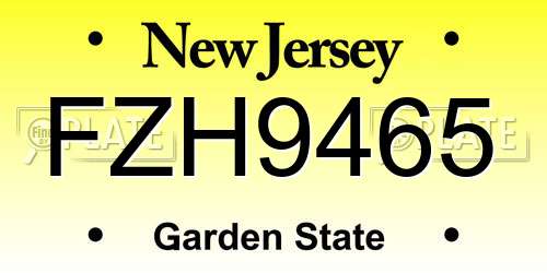 FZH9465 New Jersey License Plate