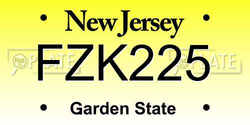 FZK225 New Jersey License Plate