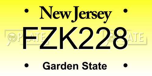 FZK228 New Jersey License Plate