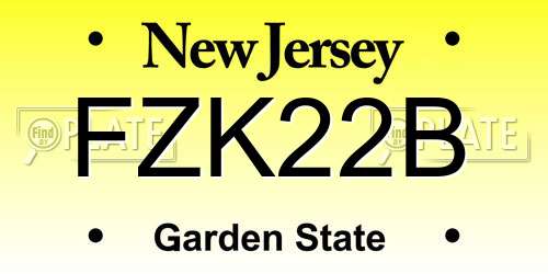 FZK22B New Jersey License Plate