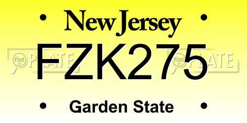 FZK275 New Jersey License Plate