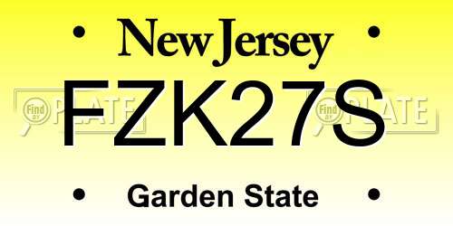 FZK27S New Jersey License Plate