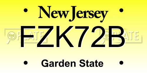 FZK72B New Jersey License Plate