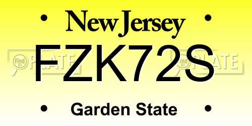 FZK72S New Jersey License Plate
