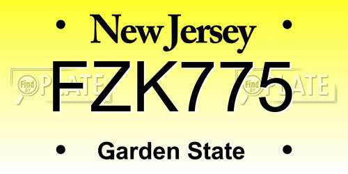 FZK775 New Jersey License Plate