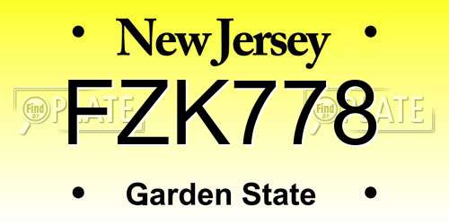 FZK778 New Jersey License Plate