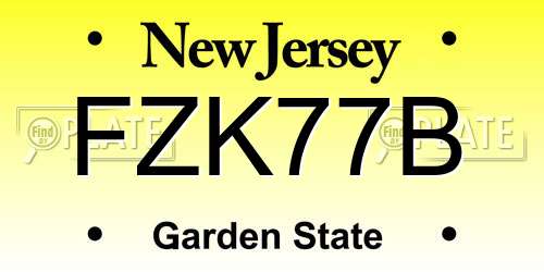 FZK77B New Jersey License Plate