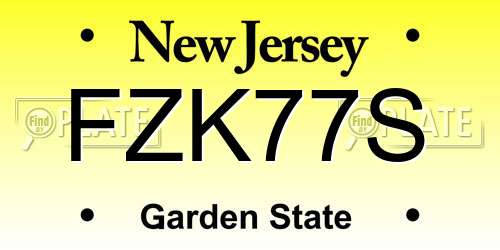 FZK77S New Jersey License Plate