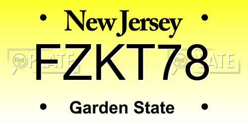 FZKT78 New Jersey License Plate