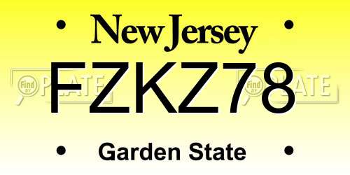 FZKZ78 New Jersey License Plate