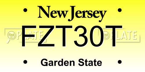 FZT30T New Jersey License Plate