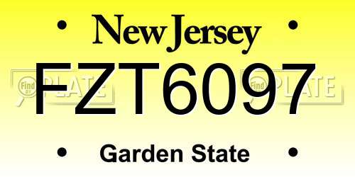 FZT6097 New Jersey License Plate