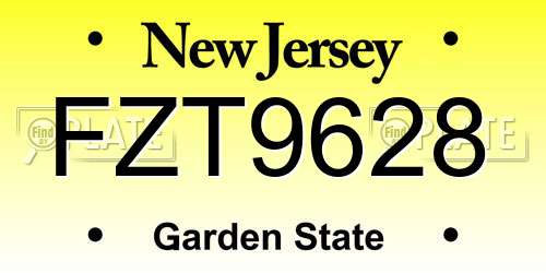 FZT9628 New Jersey License Plate