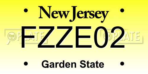 FZZE02 New Jersey License Plate