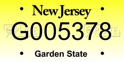 G005378 New Jersey License Plate
