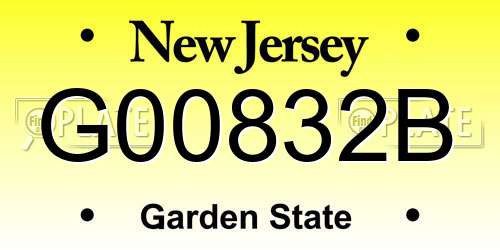G00832B New Jersey License Plate