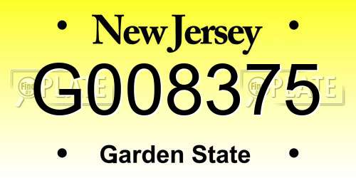 G008375 New Jersey License Plate