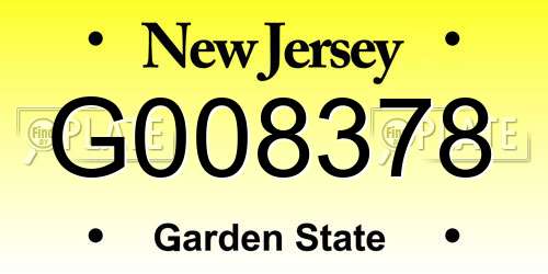G008378 New Jersey License Plate