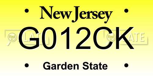 G012CK New Jersey License Plate