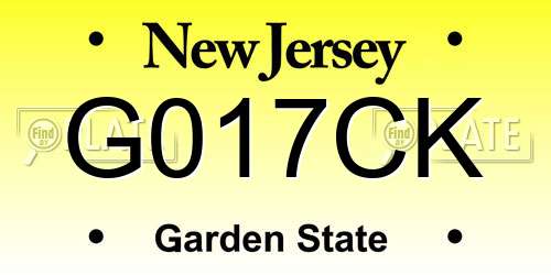 G017CK New Jersey License Plate