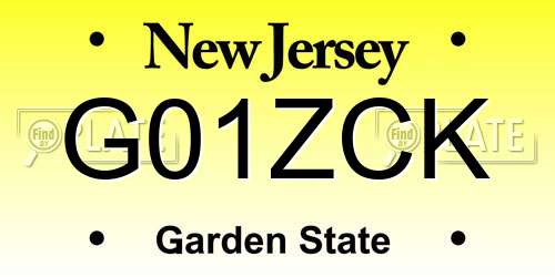 G01ZCK New Jersey License Plate