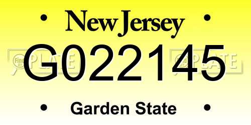 G022145 New Jersey License Plate