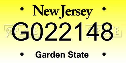 G022148 New Jersey License Plate