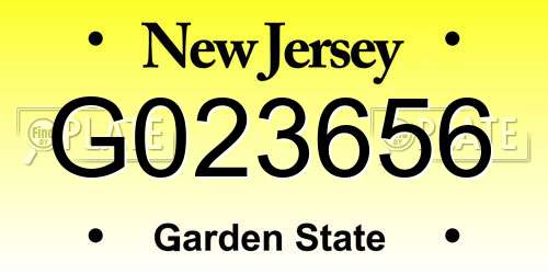 G023656 New Jersey License Plate